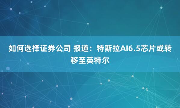 如何选择证券公司 报道：特斯拉AI6.5芯片或转移至英特尔